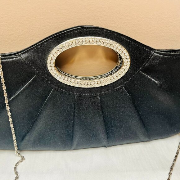 Timeless Elegance: Vintage Black Satin Handbag - Picture 8 of 10